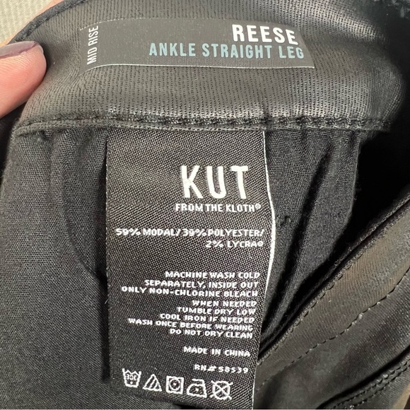 KUT FROM THE KLOTH Reese Ankle Straight NWT Faux Leather Black Pant Jean Size 16 - Picture 15 of 16